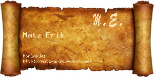 Matz Erik névjegykártya